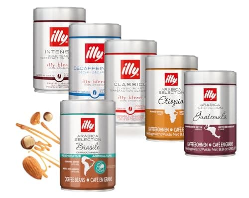 ILLY - 6 Barattoli da 250 Grammi di Caffè in Grani | Scegli la variant Desiderata - Arabica Selection