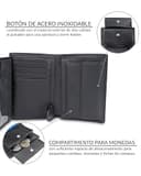 TRAVANDO Cartera Hombre Dublin con Bloqueador RFID, Billetera Negra, Tarjetero, Monedero Varón, Portamonedas, Regalo Wallet Vertical Bolsillo Monedas Botón a presión Tarjetera Ranuras - 4