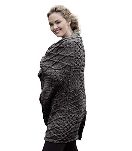 Carraig Donn Aran Woollen Mills Irish Blanket 100% Merino Wool Throw Made in Ireland Patchwork Design (107 x 152 cm), Merino Derby