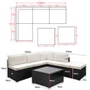 Casaria® Gartenmöbel Lounge Set Wetterfest 5 Personen Polyrattan Sicherheitsglas Tisch Outdoor Sitzkissen Terrassenmöbel Eck Sofa Schwarz Creme - 8