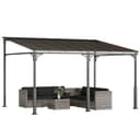 Outsunny Pergola Addossata 4x3m con Tetto in Policarbonato, Gazebo Pergolato da Giardino in Metallo e Alluminio con Viti, per Esterno, Terrazza e Patio, Protezione UV, Marrone - 1