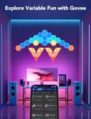 Govee Glide Hexa Panels, Smart Hexagon LED Wall Lights Wi-Fi RGBIC, 6 Music Sync Modes, 40 Scene Modes, Work with Alexa & Google Assistant for Living Room, 10 Packs - 6