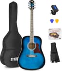 MAX SoloJam Westerngitarre, Akustik Gitarre Set, Acoustic Guitar, Akustikgitarre 4/4 mit Tasche, Plektrum, Stimmgerät, Schultergurt und Stahlsaiten, Anfängergitarre in Blau - 1