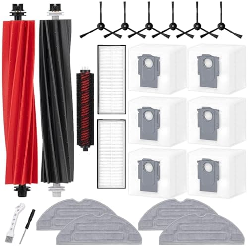 UPUPDAY Kit de Accesorios Recambios para Roborock S8 Pro Ultra, 2 Cepillo Principale, 1 Cepillo de Autolimpieza, 2 Filtros, 6 Bolsas de Polvo, 4 VibraRise 2.0 Mopas, 6 Cepillo Laterale