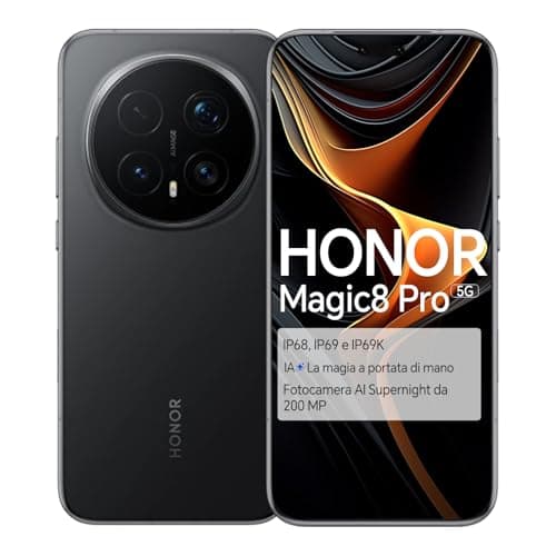 HONOR Magic8 Pro Smartphone 5G, Fotocamera 200MP AI Super Notte Teleobiettivo, Display 6,71 Pollici AMOLED Comfort Visivo, IP69K, Batteria 6270 mAh, 12+512 GB, Dual SIM Cellulare Sbloccato, NFC