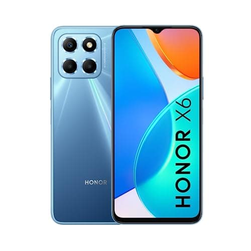 Honor X6 Smartphone, Telefono Móvil de 4+64GB, Soporta Memoria Externa hasta 1TB, Cámara Triple 50MP, Procesador Helio G25 de 8 Núcleos, Batería 5000 mAh, Pantalla 6,5", Dual SIM, Android 12, Azul