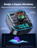 Glangeh Trasmettitore FM Bluetooth 5.3 per Auto [Ricarica Rapida PD 36W+QC3.0 18W], 2026 Upgrated Adattatore Bluetooth Auto Audio Radio con Doppi Microfoni, Car Kit Chiamata Vivavoce, Supporta Siri - 4