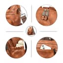 Monitika Damen Rucksack Wasserdicht PU Leder Schultertaschen Modische Lässig Rucksäcke Braun - 4