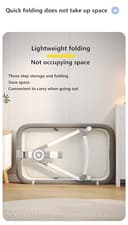 GLOKID Cuna de Noche 3 en 1，Cuna de Cabecera，con Colchón，Altura e inclinación Ajustables, 4 Ruedas bloqueables，Mosquitera，Lavable (Gris) - 4