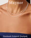 Maynor 2 Stück Halskette Damen Silber 925 Silberkette Damen 925 ohne Anhänger Sterling Silber für Stapelbar Hängend Anhänger Wasser Wellen Kette Frauen Schmuck 38CM/42CM - 3