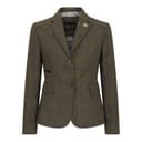 TruClothing - Chaqueta de campo para mujer, bléiser de mezcla de lana con patrón de espiguilla a cuadros, corte ajustado, verde oliva, 46 - 1