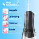 Operan Munddusche Kabellos, Tragbar Elektrische Zahndusche 4 Modi & 4 Düsen, 300ML Oral Irrigator Munddusche Testsieger für Entfernt Speisereste und Reinigt Die Zähne (Gloss Black, 1Pack) - 2
