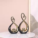 Accento decorativo nero, decorazioni moderne in porcellana metà secolo nero e oro, oggetti da tavolo da pranzo, scultura astratta in ceramica - per libreria TV stand centrotavola Centro De Mesa - 4