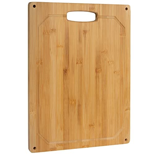 Tagliere in legno di bambù, dimensioni 30 x 40 cm, con tappo in silicone, scanalatura e manico