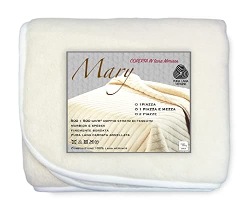 Tex family Coperta Mary in Vera Lana Merinos 1000 gr. Pura Lana Vergine - 2 PIAZZE - Cm. 250x230