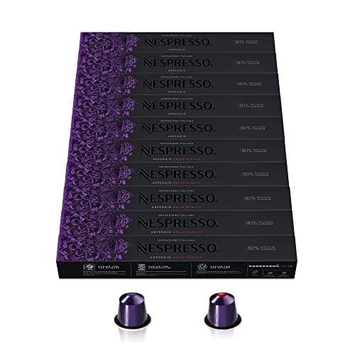 Nespresso Original Cápsulas de Café Arpeggio, 100 Cápsulas (50 Normal y 50 Descafeinado) para Máquina de Café, Cafetera, Tueste Intenso con Notas de Cacao