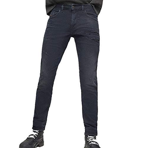 Diesel Thommer 069GM Pantalones vaqueros para hombre Regular Slim Skinny (W28-L32), Negro