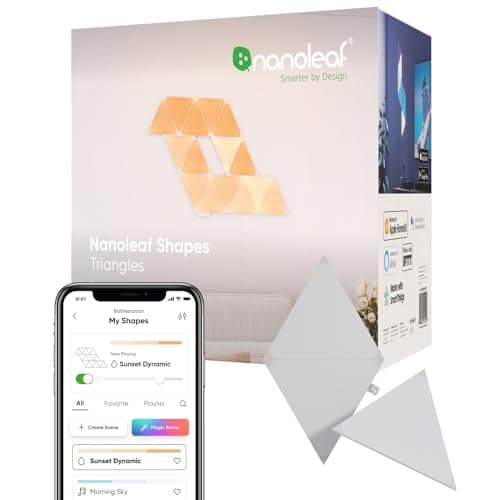 Nanoleaf Shapes Triangle Expansion Pack, 3 Additional Smart Light Panels LED RGBW - Modular Wi-Fi Colour Changing Wall Lights, Works with Alexa Google Assistant Apple Homekit, for Room Decor & Gaming