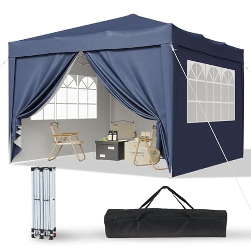 Aoxun Pop Up Gazebo with Sides 3m x 3m, Metal Frame Shelter Tent for Outdoor Garden Party, with Mesh Windows & Carry Bag,Blue