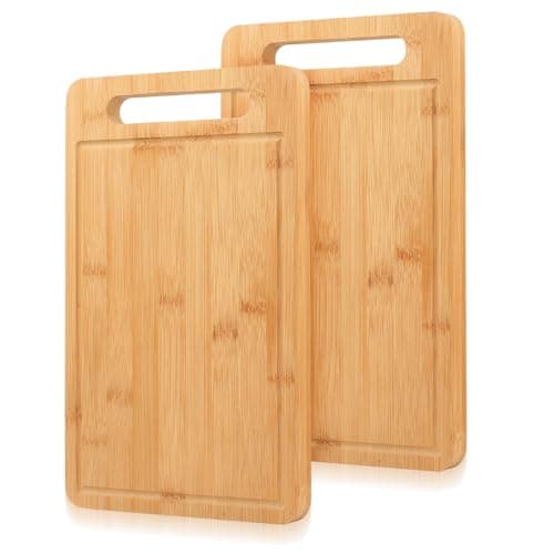 2 Stück Graviertes Bambus Schneidebrett Holzbrett Küche Holzbretter, Holzschneidebrett, Schneidbretter, Einzugsgeschenke Haus Wohnung, Cutting Board Wood, Einweihungsgeschenk Haus Wohnung(30x20cm)