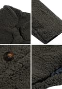 OMZIN Chaqueta De Invierno Para Mujer Abrigo Corto Abierto De Manga Larga De Lana Sintética Con Bolsillos Chaqueta Cárdigan Prendas De Vestir Exteriores De Felpa Verde Militar S - 3