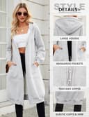 Tuopuda Mujer Largo Sudadera con Capucha Casual Sudadera Larga de Lana con Cremallera Chaqueta de Lana con Bolsillos para Primavera Otoño Invierno Hoodie Suéter(Gris Claro,XL) - 4