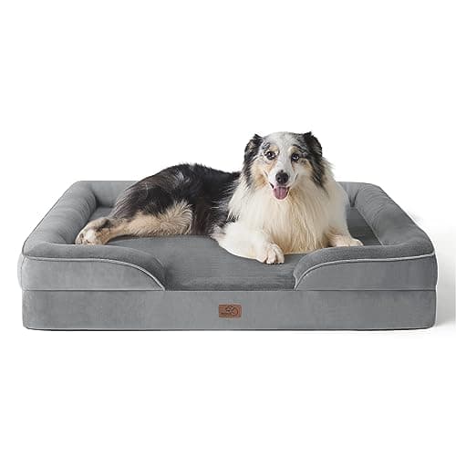 Bedsure Sofá Perro Ortopédica Extra Grande - Cama Perro Viscoelastica y Lavable, Colchon Perro con Funda Desenfundable y Forro Impermeable, Gris, XL