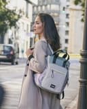 PACO MARTINEZ Mochila Traveller Multicolor para Mujer, Bolso Mochila para Portátil 13", Tamaño Grande, Asas Dobles, Color Gris, Malva, Verde Menta y Amarillo - 37x42x22 Centímetros - 6