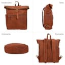 Gusti Rucksack Leder Milo Vintage Leder Rucksack Herren Damen mit Laptopfach wasserdicht Handgepäck 15 Zoll Organizer AirTag-Fach robust business Schulrucksack - 3