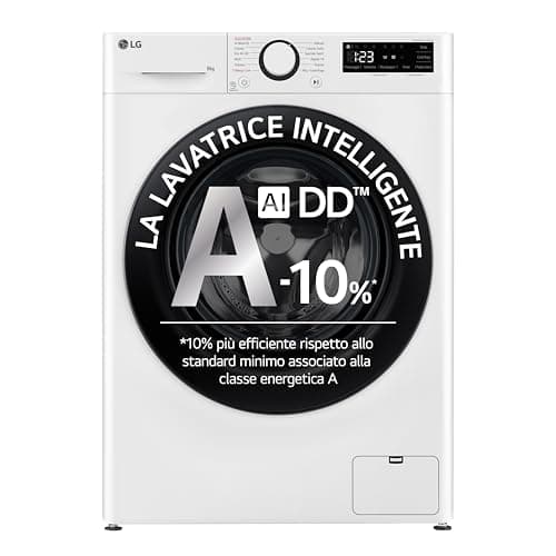 LG AI DD F2R3S08NSWB Lavatrice Slim a Carica Frontale 8kg Serie R3, Lavatrice Classe A, 1200 giri, Lavaggio Vapore, AI Wash, Motore Inverter Direct Drive, Smart Diagnosis, Libera installazione, Bianca