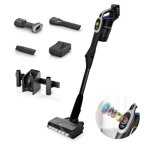 Bosch Unlimited 10 BBS1041GGB Cordless Vacuum Cleaner with 80-Minute Runtime and Innovative MicroClean Technology Including Sensor and TFT Display, Greige