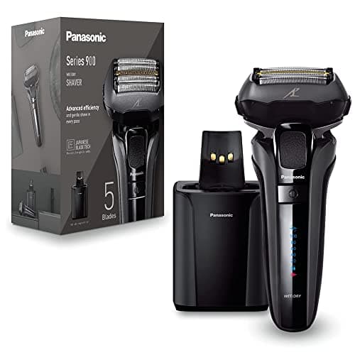 Panasonic Series 900 ES-LV9U 5-Lama Rasoio Elettrico Per Gli Uomini Con Pulizia Automatica, Sensore Di Barba Reattivo E Supporto Di Ricarica, Bagnato E Asciutto Rasoio Cordless