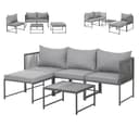 SVITA Detroit Gartenmöbel Set Polyrattan Lounge Modular Ecksofa Chaiselongue Tisch Flexibel als 3 Sitzer oder Sessel 2 Sitzer Inklusive Kissen Grau - 1