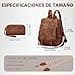 Leathario Mochila Mujer de Cuero PU con Multibolsillos, Mochila Casual y Funcional para Uso Diario, Viajes, Escuela y Universidad Marrón Oscuro Profundo - 2