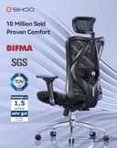 SIHOO M57 Ergonomischer Bürostuhl, Chefsessel mit 3D verstellbare Armlehne und Lendenwirbelstütze, Hautfreundliche Netz-Hochlehne, Schreibtischstuhl bis 150kg/330LB Belastbar(schwarz) - 4