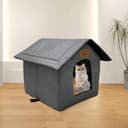 Vinnypet Katzenhaus Für Draußen Winterfest Wasserdicht Wetterfester Katzenhöhle Haustierhaus mit Plüschkissen Warm Hundehöhle Waschbar Hundehaus Tierheim Für Streuner Haustiere 35x35x38 - 6