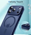 Natiiozie Funda para iPhone 17 Pro 6.3", Compatible con Magsafe Protección Lente Cámara, Anillo Magnético Integrado, Protección Resistente Translúcida Mate Trasera para iPhone 17 Pro - Azul Marino - 6