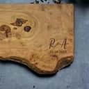 Couples Gift Personalised Olive Wood Cutting Board Chopping Board Wedding Gift New Home Gift Engagement Wedding Anniversary Valentines Initials Design in 25cm 30cm 40cm 50cm (Rustic 50cm) - 9