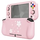 playvital ZealProtect Protective Case for Nintendo Switch Lite, Hard Shell Ergonomic Grip Cover for Switch Lite w/Screen Protector & Thumb Grip Caps & Button Caps - Cherry Blossoms Petals - 1