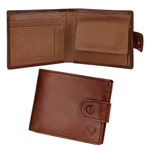 Pelle Toro All-in-One Handmade Mens Wallet with RFID Blocking, Coin Pocket, Fine Leather Card Wallet for Men with 8 Slots and Zip Section, in Wooden Gift Box, Brown & Tan
