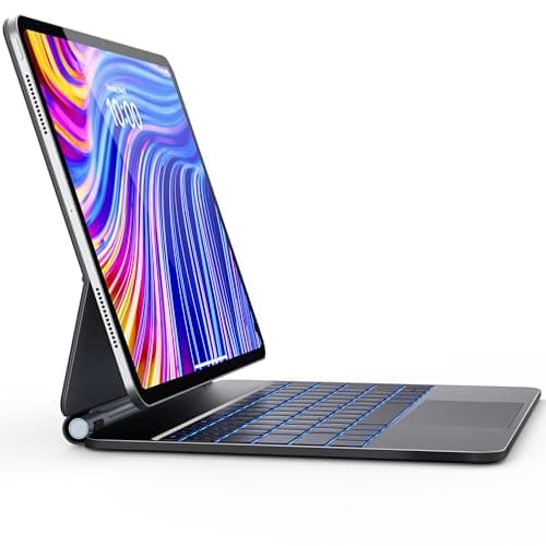 Earto Magic Keyboard para iPad Air 13 Pulgadas (M4 2026/M3 2025/M2 2024) y Teclado para iPad Pro 12.9 Pulgadas (3.ª-6.ª Gen), 7 Colores Retroiluminados, Diseño Magnético Flotante con Trackpad,Negro