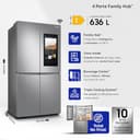 Samsung Frigorifero a 4 Porte Family Hub AI RF65DG9H0ESR/EF, Con AI Vision Inside, Wifi+AI Energy Mode, Beverage Center, Metal Back, 636 L, LxAxP: 91,2 x 183 x 72,3 cm, Inox Spazzolato - 2