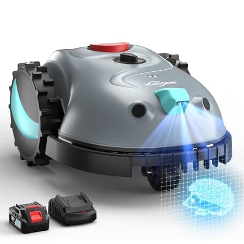 YARDCARE V100 Robot Cortacésped eléctrico con Navegación por Visión, Corte en Espiral, Detección de 150 Obstáculos, Robot Cortacésped Bateria hasta 150m², Robot Cortacesped con Cuchillas de Repuesto