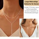 Meteorstarry Lange Y Kette mit Anhänger,Doppelkette Lang Halsreif Silberkette 925 Sterling Silber,Boho Layering Anhänger Halskette Damenkette Jewellery Boho Schmuck Ketten Geschenke für Damen Frauen - 5