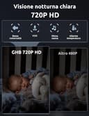 GHB Baby Monitor Video e Audio 5'' 720HD IPS 5000mAh Schermo, 350° Telecamera Rotante, Rilevamento della Temperatura, Interfono Bidirezionale, VOX, Visione Notturna, Ninne Nanne - 3