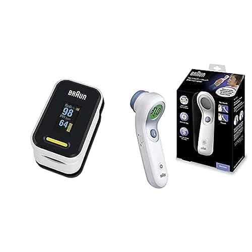 Braun Pulse Oximeter 1 by +Braun Healthcare Non-Contact + Forehead Thermometer, BNT300, White