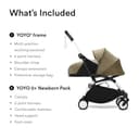 Stokke YOYO3 Stroller with Newborn Pack (Toffee) - Includes Frame (White), Mattress, Five-Point Harness, Extendable Canopy, Padded Shoulder Strap & Protective Storage Bag - 6