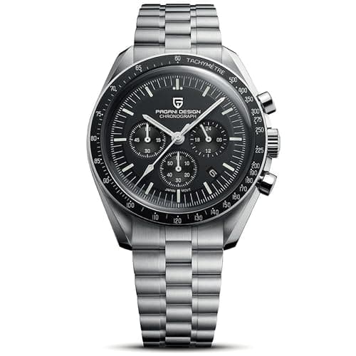 Pagani Design 1701 Orologio Uomo VK63 Orologio al Quarzo Cinturino in Acciaio Inox 100 Metri Resistente all'Acqua Elegante Sport Business Elegante Orologi Regalo da Uomo.