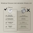 Vinani Damenring, 925 Sterling Silber – breites 3-Band-Design mit mattierter und polierter Oberfläche, handgefertigter zeitloser Schmuck für Frauen, stilvoll und elegant, angenehmer, Größe60 RDB60 - 6