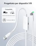 INIU Cavo di collegamento VR Premium da 4,9 m con ricarica, USB 3.0 compatibile con Meta Quest 3s, Oculus Quest 3/2/Pro, Pico 4, PC VR e Steam VR, perfetto accessorio per realtà virtuale bianca - 7